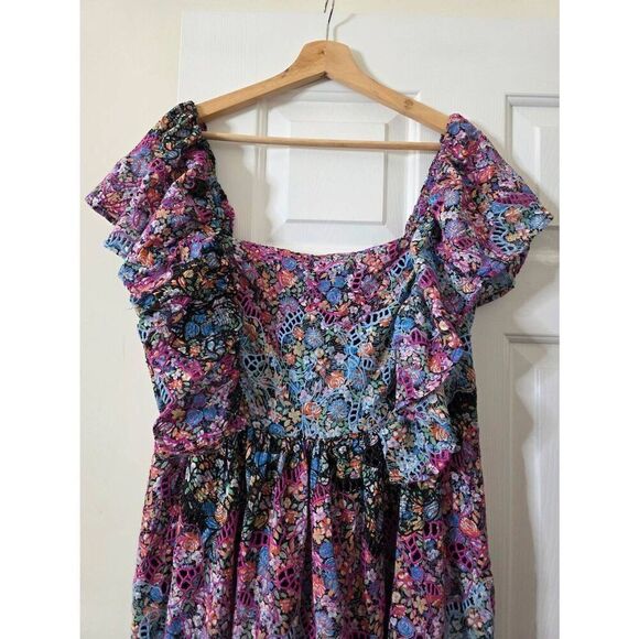 Anthropologie Clementina Eyelet Maxi Dress L - Picture 5 of 13